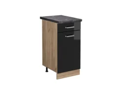 Vicco Küchenunterschrank R-Line Schwarz Hochglanz/Goldkraft Eiche 40 cm AP Anthrazit