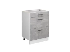 Vicco Küchenunterschrank R-Line Beton/Weiß 60 cm mit Schubladen ohne Arbeitsplatte