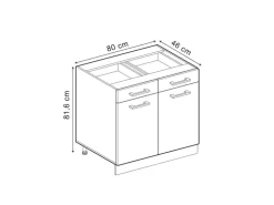 Vicco Küchenunterschrank R-Line Schubladenschrank für die Küche Artisan-Eiche/Weiß 80 cm AP Marmor