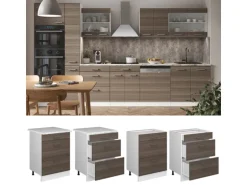 Vicco Küchenunterschrank R-Line Grau/Weiß 60 cm mit Schubladen ohne Arbeitsplatte