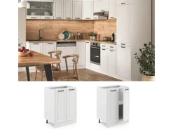 Vicco Küchenunterschrank R-Line Küchenkommode Weiß Landhaus/Weiß 60 cm AP Eiche