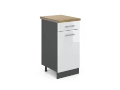 Vicco Küchenunterschrank R-Line Weiß Hochglanz/Anthrazit 40 cm AP Eiche