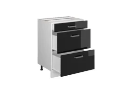 Vicco Küchenunterschrank R-Line Schwarz Hochglanz/Weiß 60 cm mit Schubladen ohne Arbeitsplatte