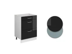 Vicco Küchenunterschrank R-Line Schwarz Hochglanz/Weiß 60 cm mit Schubladen ohne Arbeitsplatte