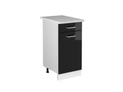 Vicco Küchenunterschrank R-Line Schwarz Hochglanz/Weiß 40 cm AP Marmor