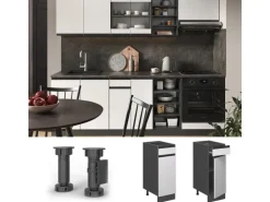 Vicco Küchenunterschrank R-Line Weiß/Anthrazit 30 cm J-Shape ohne Arbeitsplatte