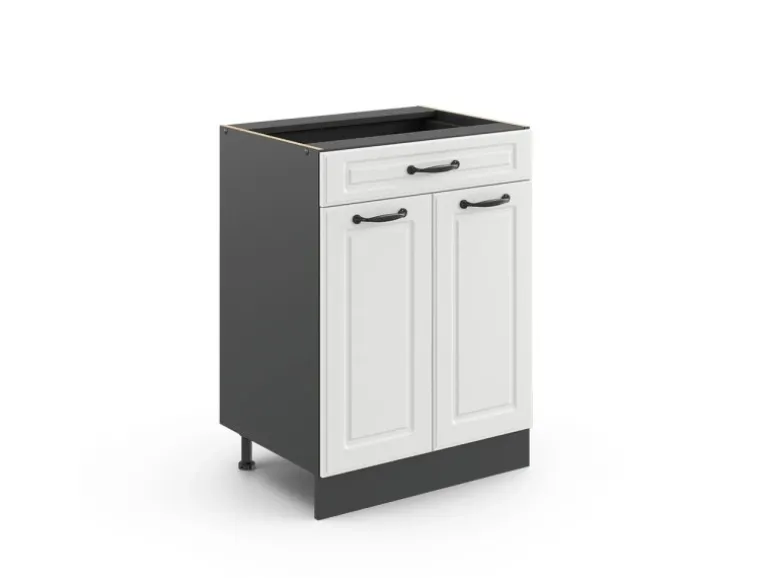 Vicco Küchenunterschrank R-Line Weiß Landhaus/Anthrazit 60 cm mit Schublade ohne Arbeitsplatte