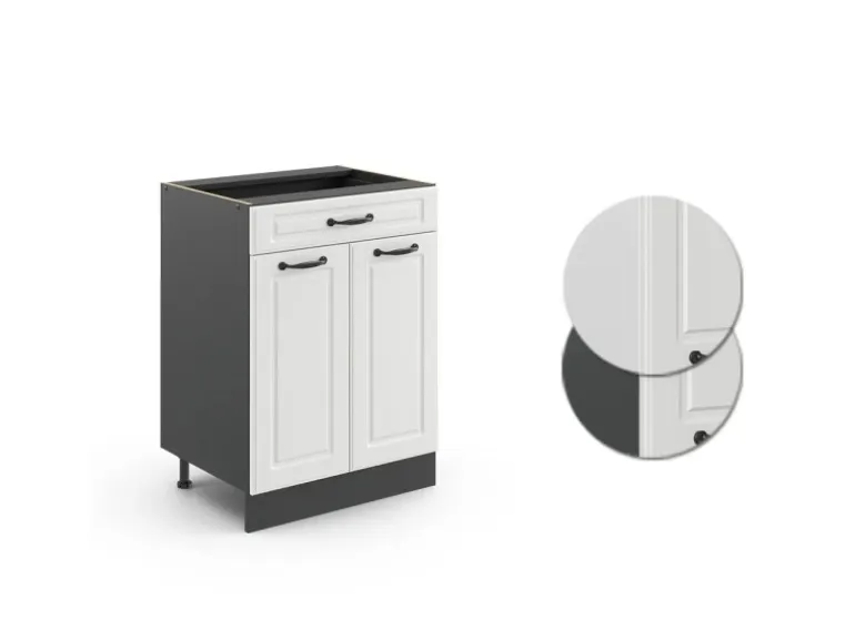 Vicco Küchenunterschrank R-Line Weiß Landhaus/Anthrazit 60 cm mit Schublade ohne Arbeitsplatte