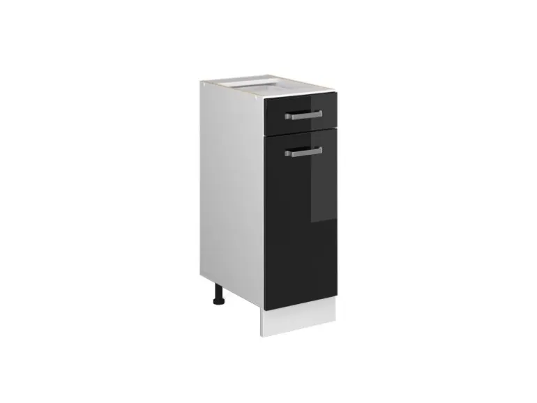 Vicco Küchenunterschrank R-Line Schwarz Hochglanz/Weiß 30 cm ohne Arbeitsplatte
