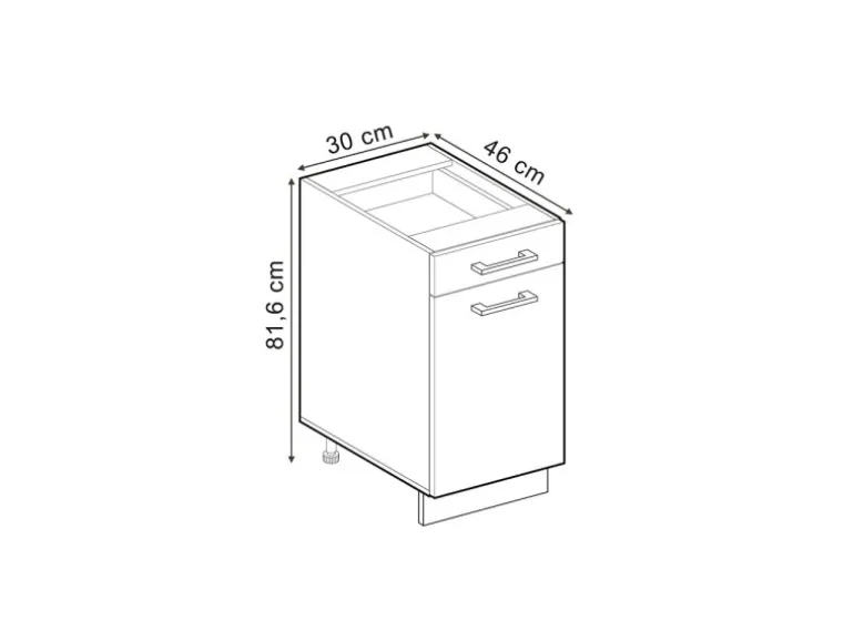 Vicco Küchenunterschrank R-Line Schwarz Hochglanz/Weiß 30 cm ohne Arbeitsplatte