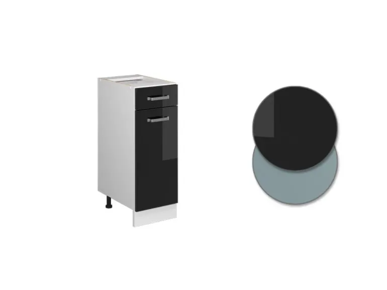 Vicco Küchenunterschrank R-Line Schwarz Hochglanz/Weiß 30 cm ohne Arbeitsplatte