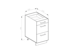 Vicco Küchenunterschrank R-Line Grau/Weiß 40 cm mit Schubladen AP Eiche