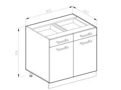 Vicco Küchenunterschrank R-Line Bordeaux Hochglanz/Anthrazit 80 cm AP Anthrazit