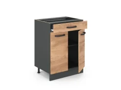 Vicco Küchenunterschrank R-Line Goldkraft Eiche 60 cm mit Schublade ohne Arbeitsplatte