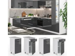 Vicco Küchenunterschrank R-Line Anthrazit Hochglanz/Weiß 40 cm ohne Arbeitsplatte