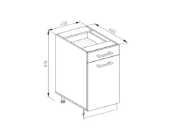 Vicco Küchenunterschrank R-Line Anthrazit Hochglanz/Weiß 40 cm ohne Arbeitsplatte