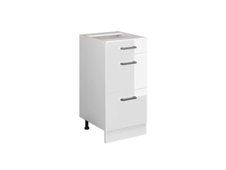 Vicco Küchenunterschrank R-Line Weiß Hochglanz/Weiß 40 cm mit Schubladen ohne Arbeitsplatte