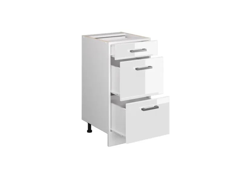 Vicco Küchenunterschrank R-Line Weiß Hochglanz/Weiß 40 cm mit Schubladen ohne Arbeitsplatte