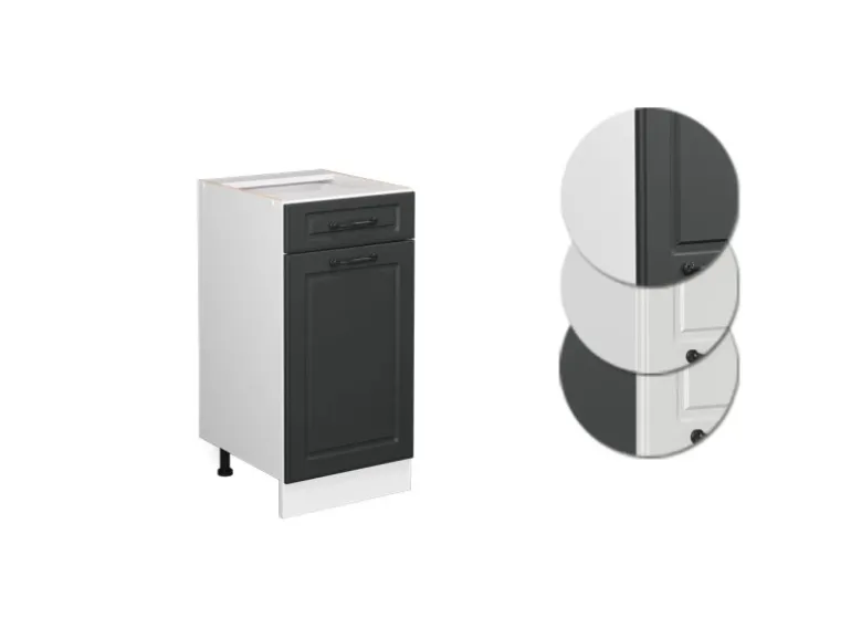 Vicco Küchenunterschrank R-Line Anthrazit Landhaus/Weiß 40 cm ohne Arbeitsplatte