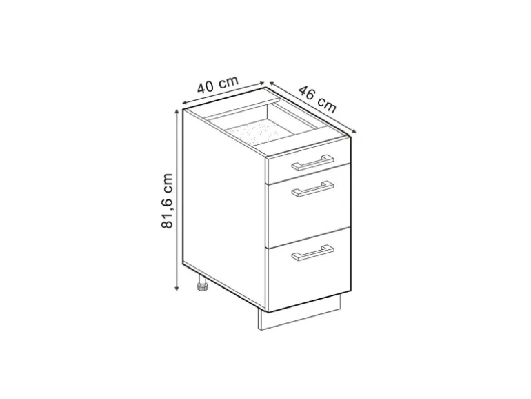 Vicco Küchenunterschrank R-Line Schwarz Hochglanz/Anthrazit 40 cm mit Schubladen AP Anthrazit