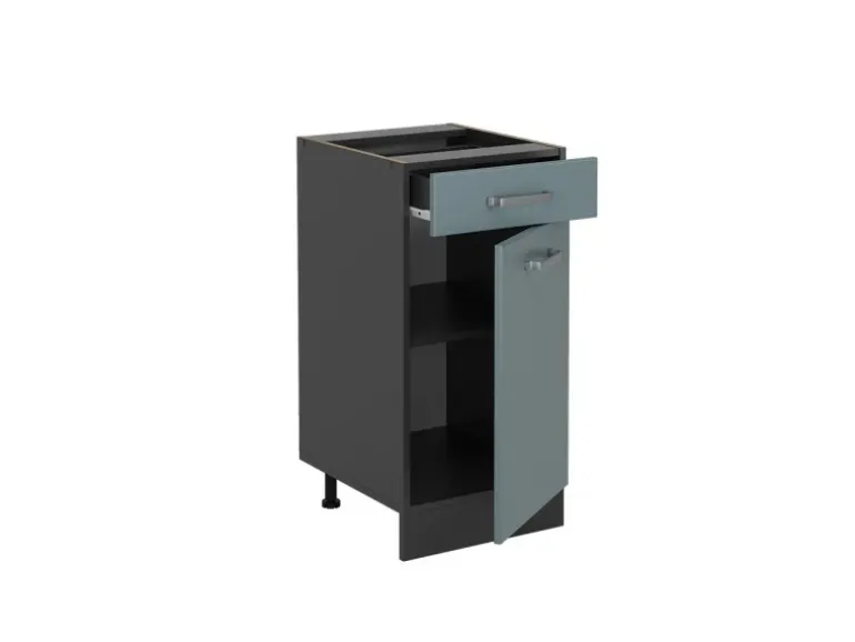 Vicco Küchenunterschrank R-Line Schubladenschrank für die Küche Blau-Grau/Anthrazit 40 cm AP Eiche
