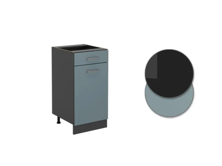 Vicco Küchenunterschrank R-Line Schubladenschrank für die Küche Blau-Grau/Anthrazit 40 cm AP Eiche