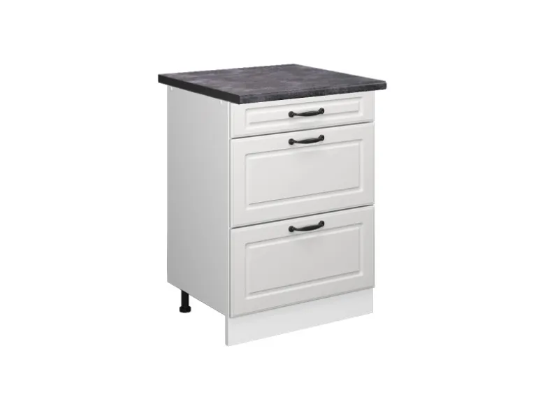 Vicco Küchenunterschrank R-Line Weiß Landhaus/Weiß 60 cm mit Schubladen AP Anthrazit