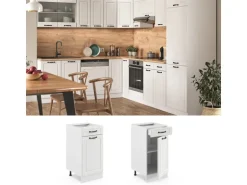 Vicco Küchenunterschrank R-Line Weiß Landhaus/Weiß 40 cm ohne Arbeitsplatte