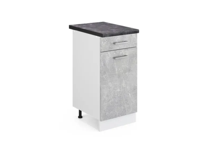 Vicco Küchenunterschrank R-Line Schubladenschrank für die Küche Beton/Weiß 40 cm AP Anthrazit