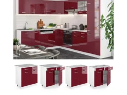 Vicco Küchenunterschrank R-Line Bordeaux Hochglanz/Weiß 80 cm ohne Arbeitsplatte