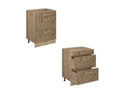 Vicco Küchenunterschrank R-Line Artisan-Eiche/Goldkraft Eiche 60 cm mit Schubladen ohne Arbeitsplatte