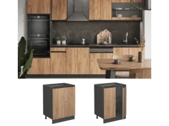 Vicco Küchenunterschrank R-Line Goldkraft Eiche/Anthrazit 60 cm AP Eiche mit Anthrazit Korpus