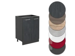Vicco Küchenunterschrank R-Line Schwarz Beton/Anthrazit 60 cm ohne Arbeitsplatte