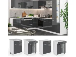Vicco Küchenunterschrank R-Line Anthrazit Hochglanz/Weiß 60 cm mit Schublade ohne Arbeitsplatte