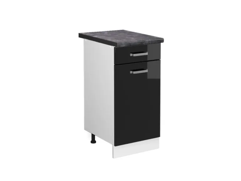 Vicco Küchenunterschrank R-Line Schwarz Hochglanz/Weiß 40 cm AP Anthrazit
