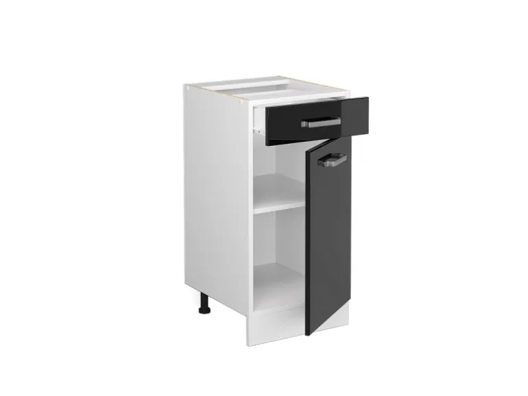 Vicco Küchenunterschrank R-Line Schwarz Hochglanz/Weiß 40 cm AP Anthrazit