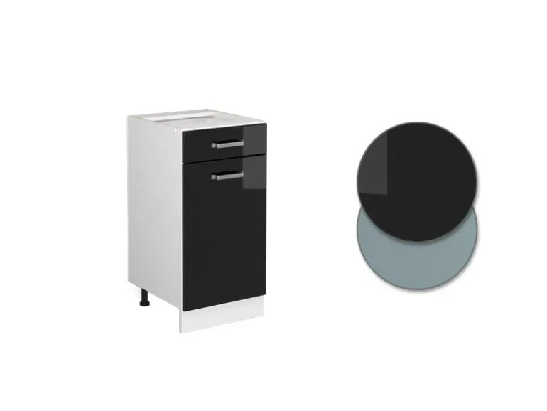 Vicco Küchenunterschrank R-Line Schwarz Hochglanz/Weiß 40 cm AP Anthrazit