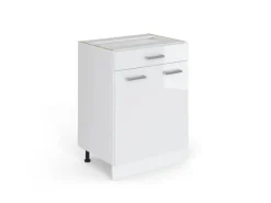 Vicco Küchenunterschrank R-Line Weiß Hochglanz/Weiß 60 cm mit Schublade ohne Arbeitsplatte