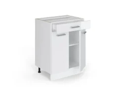 Vicco Küchenunterschrank R-Line Weiß Hochglanz/Weiß 60 cm mit Schublade ohne Arbeitsplatte
