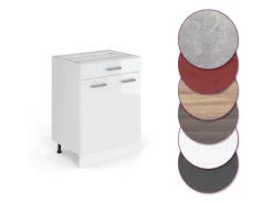 Vicco Küchenunterschrank R-Line Weiß Hochglanz/Weiß 60 cm mit Schublade ohne Arbeitsplatte