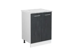 Vicco Küchenunterschrank R-Line Küchenkommode Schwarz Beton/Weiß 60 cm AP Marmor