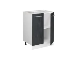 Vicco Küchenunterschrank R-Line Küchenkommode Schwarz Beton/Weiß 60 cm AP Marmor