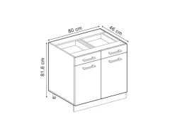 Vicco Küchenunterschrank R-Line Schwarz Hochglanz/Anthrazit 80 cm ohne Arbeitsplatte
