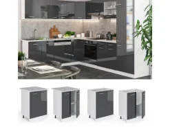 Vicco Küchenunterschrank R-Line Anthrazit Hochglanz/Weiß 60 cm AP Anthrazit