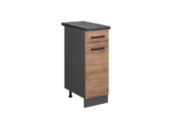 Vicco Küchenunterschrank R-Line Goldkraft Eiche/Anthrazit 30 cm AP Anthrazit mit Anthrazit Korpus