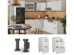 Vicco Küchenunterschrank R-Line Weiß Landhaus/Weiß 40 cm mit Schubladen AP Anthrazit