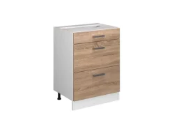 Vicco Küchenunterschrank R-Line Sonoma/Weiß 60 cm mit Schubladen ohne Arbeitsplatte