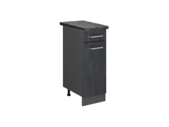 Vicco Küchenunterschrank R-Line Schubladenschrank für die Küche Schwarz Beton 30 cm AP Anthrazit mit Anthrazit Korpus