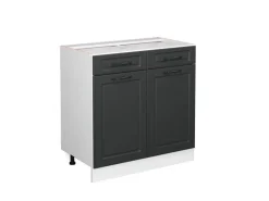Vicco Küchenunterschrank R-Line Anthrazit Landhaus/Weiß 80 cm ohne Arbeitsplatte
