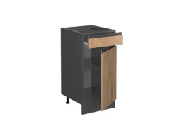 Vicco Küchenunterschrank R-Line Goldkraft Eiche/Anthrazit 40 cm J-Shape ohne Arbeitsplatte